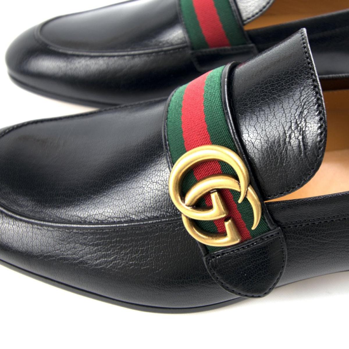 Destiny Changers Categories Shoes GUCCI GG Web Leather Loafer Black